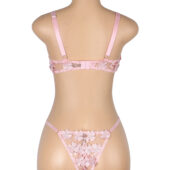 Ensemble triangle tulle fleurs brodées 3D Camélia rose (3) Ensemble triangle tulle fleurs brodées 3D Camélia