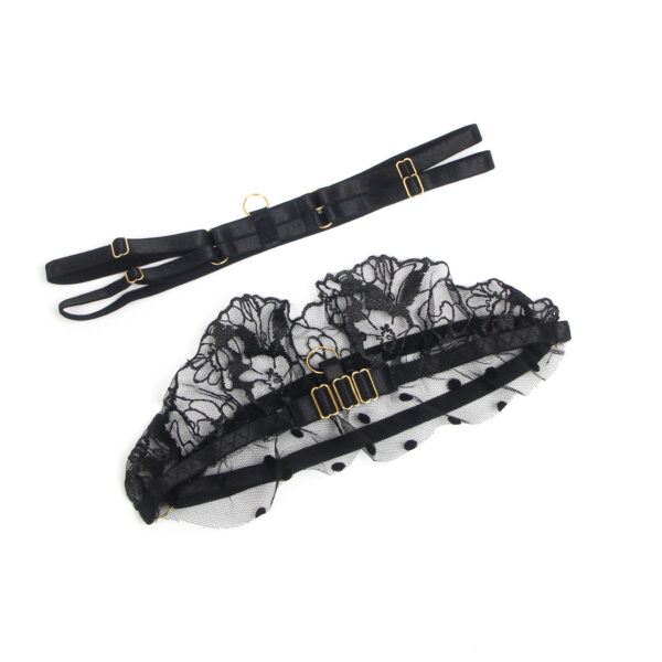 Ensemble volants tulle pois porte-jarretelles Capucine noir (6) Ensemble volants tulle pois porte-jarretelles Capucine