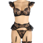 Ensemble volants tulle pois porte-jarretelles Capucine noir (8) Ensemble volants tulle pois porte-jarretelles Capucine