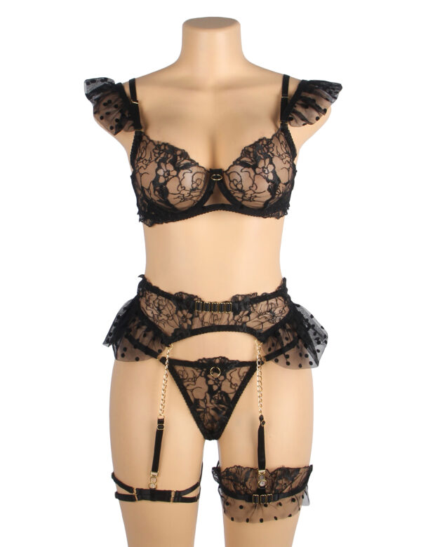 Ensemble volants tulle pois porte-jarretelles Capucine noir (8) Ensemble volants tulle pois porte-jarretelles Capucine