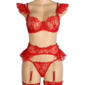 Ensemble volants tulle pois porte-jarretelles Capucine rouge (3) Ensemble volants tulle pois porte-jarretelles Capucine