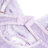 Guêpière dentelle florale avec menottes en tissu — violet (6) Guêpière dentelle florale avec menottes en tissu — violet