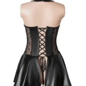 Guêpière effet cuir noire à collier et dos lacé (3) Guêpière effet cuir noire à collier et dos lacé