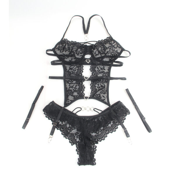 Guêpière ensemble 3 pièces noir (6) Guêpière ensemble 3 pièces