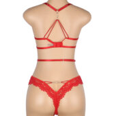 Guêpière ensemble 3 pièces rouge (2) Guêpière ensemble 3 pièces