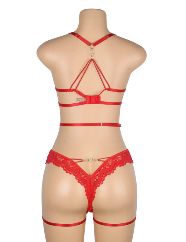 Guêpière ensemble 3 pièces rouge (2) Guêpière ensemble 3 pièces