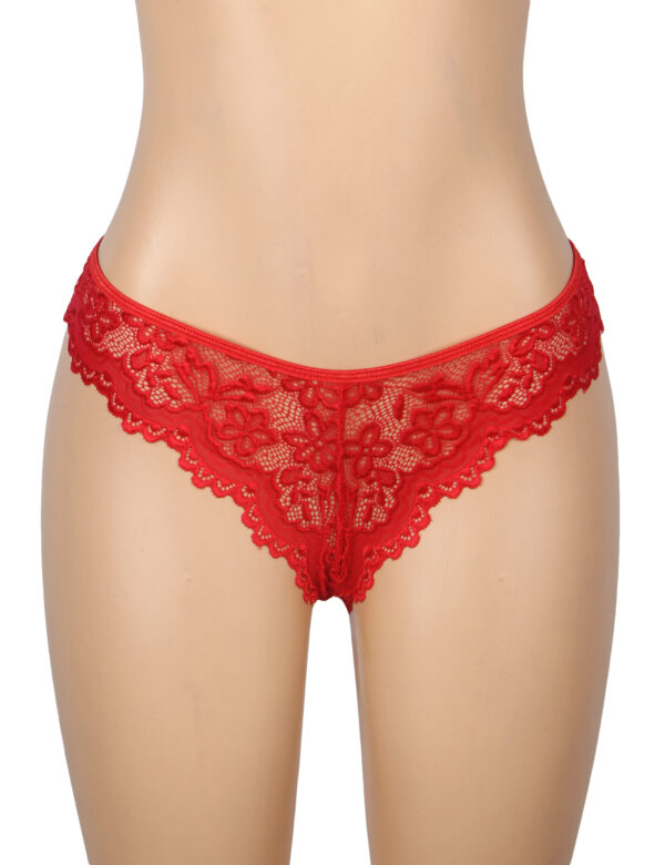 Guêpière ensemble 3 pièces rouge (6) Guêpière ensemble 3 pièces
