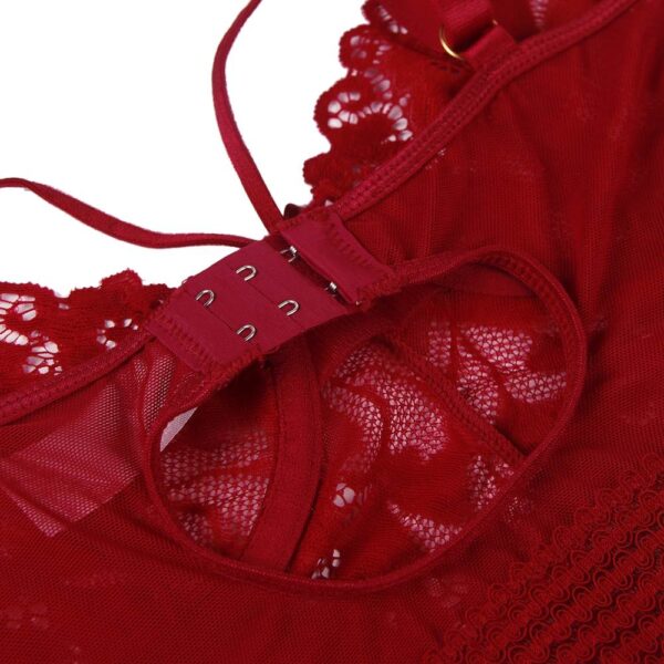 Guêpière nuisette dentelle florale rouge