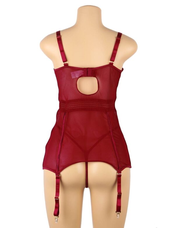 Guêpière nuisette dentelle florale rouge