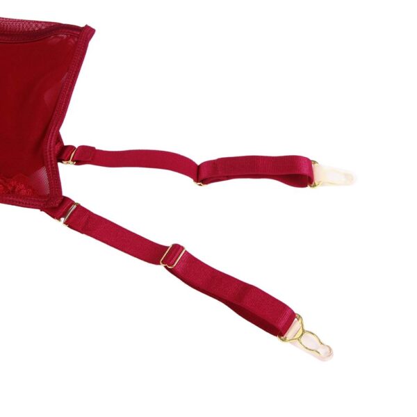 Guêpière nuisette dentelle florale rouge