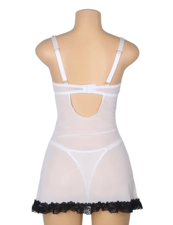 Nuisette blanche et noire en dentelle florale (6) Nuisette blanche et noire en dentelle florale