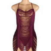 Nuisette bordeaux sexy à franges