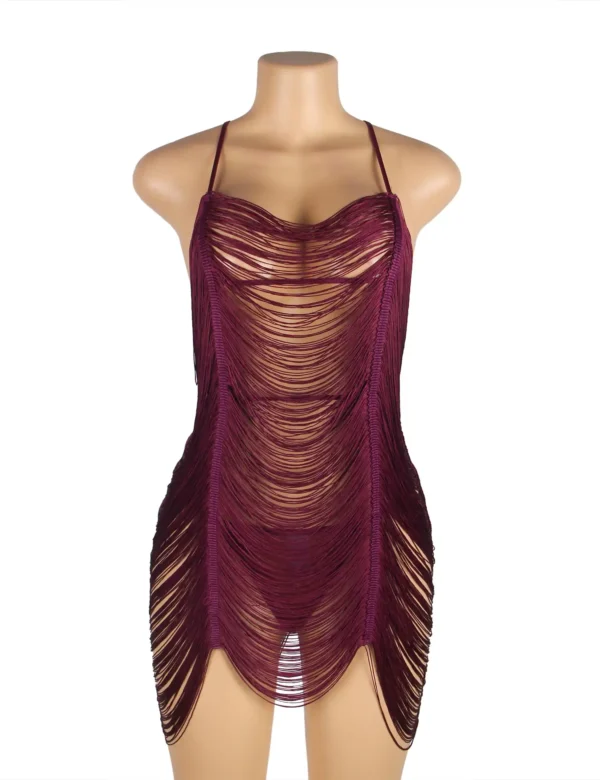 Nuisette bordeaux sexy à franges