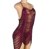 Nuisette bordeaux sexy à franges