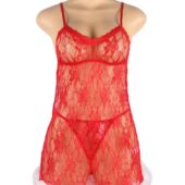 Nuisette de Noël en dentelle rouge Amélia (2) Nuisette de Noël en dentelle rouge Amélia