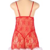 Nuisette de Noël en dentelle rouge Amélia (3) Nuisette de Noël en dentelle rouge Amélia