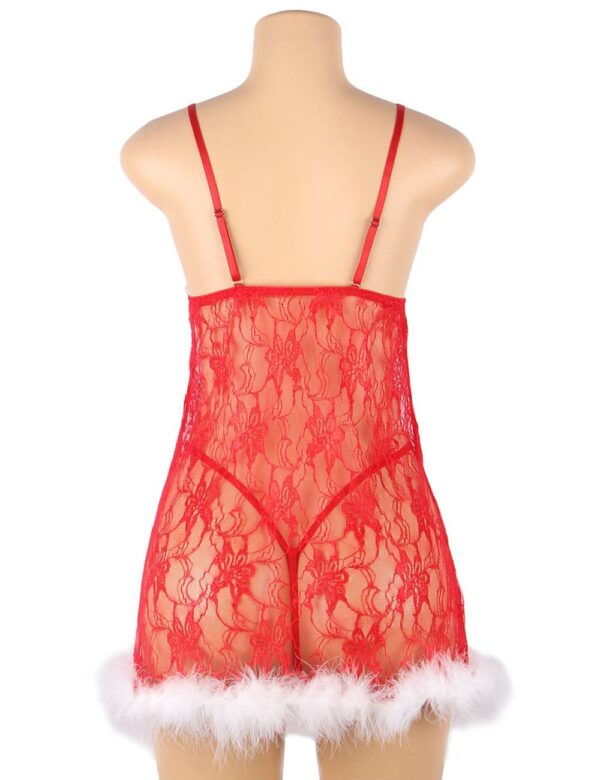 Nuisette de Noël en dentelle rouge Amélia (3) Nuisette de Noël en dentelle rouge Amélia