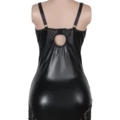 Nuisette moulante zippée effet cuir et dentelle (4) Nuisette moulante zippée effet cuir et dentelle