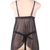 Nuisette noire à décolleté en dentelle et dos ouvert (3) Nuisette noire à décolleté en dentelle et dos ouvert
