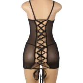 Nuisette noire sexy dos ouvert (3) Nuisette noire sexy dos ouvert et lacé