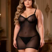 Nuisette noire sexy dos ouvert et lacé (1) Nuisette noire sexy dos ouvert et lacé