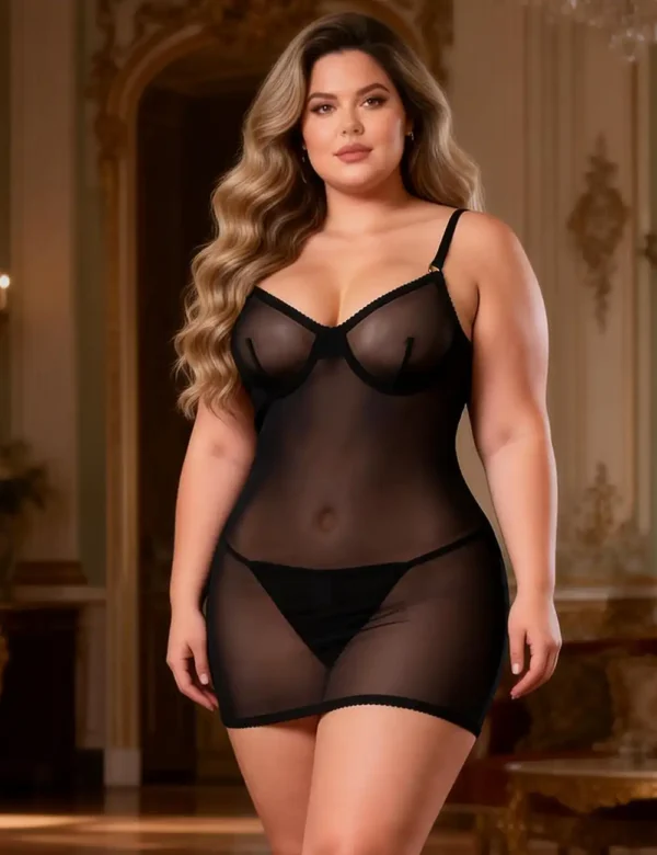 Nuisette noire sexy dos ouvert et lacé (1) Nuisette noire sexy dos ouvert et lacé