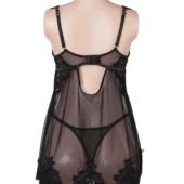 Nuisette noire transparente avec dentelle et armatures (3) Nuisette noire transparente avec dentelle et armatures