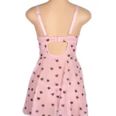 Nuisette rose à motifs cœurs noirs (7) Nuisette rose à motifs cœurs noirs