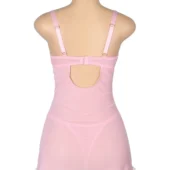 Nuisette rose et blanche en dentelle florale (2) Nuisette rose et blanche en dentelle florale