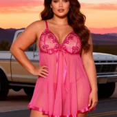 Nuisette rose évasée à sequins brillants