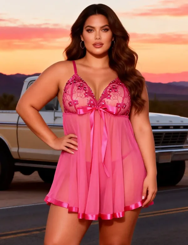 Nuisette rose évasée à sequins brillants