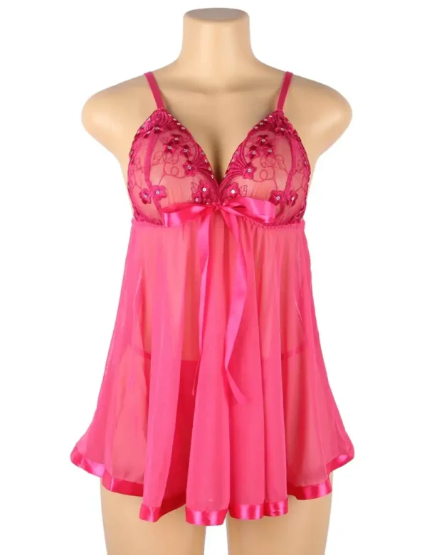 Nuisette rose évasée à sequins brillants