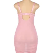 Nuisette rose moulante à laçage corset (2) Nuisette rose moulante à laçage corset