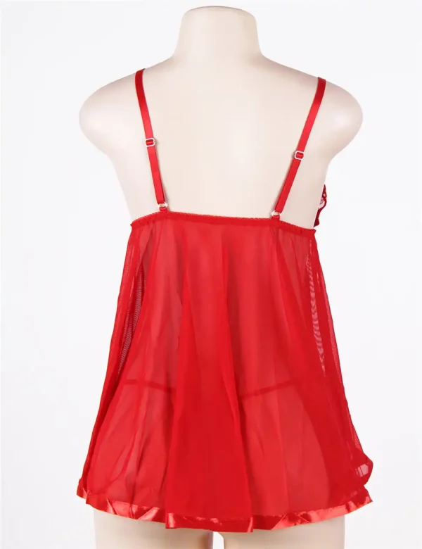 Nuisette rouge en voile à décolleté scintillant (6) Nuisette rouge en voile à décolleté scintillant