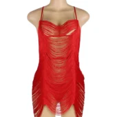 Nuisette rouge sexy à franges (5) Nuisette rouge sexy à franges