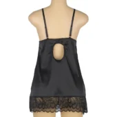 Nuisette satin noir et dentelle dos ouvert (6) Nuisette satin noir et dentelle dos ouvert