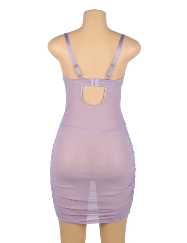 Nuisette violette moulante dentelle et laçage (2) Nuisette violette moulante dentelle et laçage