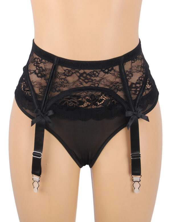 Porte-jarretelles dentelle florale Nyssa noir (5) Porte-jarretelles dentelle florale Nyssa