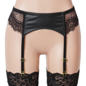 Porte-jarretelles fin cuir et dentelle Scarla noir (6) Porte-jarretelles fin cuir et dentelle Scarla