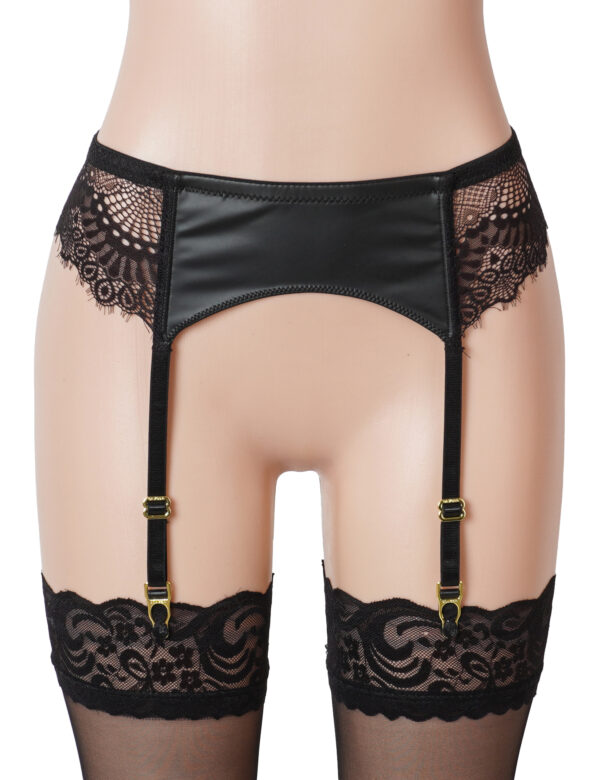 Porte-jarretelles fin cuir et dentelle Scarla noir (6) Porte-jarretelles fin cuir et dentelle Scarla