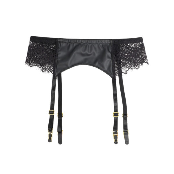 Porte-jarretelles fin cuir et dentelle Scarla noir (7) Porte-jarretelles fin cuir et dentelle Scarla
