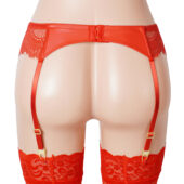 Porte-jarretelles fin cuir et dentelle Scarla rouge (6) Porte-jarretelles fin cuir et dentelle Scarla