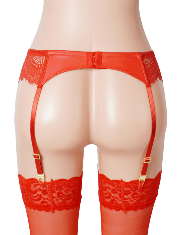 Porte-jarretelles fin cuir et dentelle Scarla rouge (6) Porte-jarretelles fin cuir et dentelle Scarla
