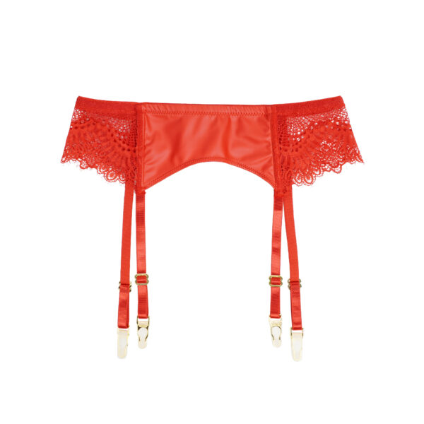 Porte-jarretelles fin cuir et dentelle Scarla rouge (7) Porte-jarretelles fin cuir et dentelle Scarla