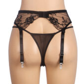 Porte-jarretelles transparent brodé Zélie noir (2) Porte-jarretelles transparent brodé Zélie