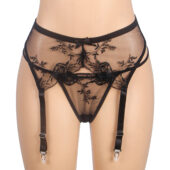 Porte-jarretelles transparent brodé Zélie noir (3) Porte-jarretelles transparent brodé Zélie