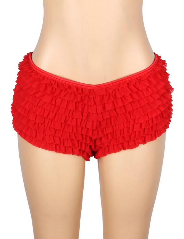 Shorty bouffant avec nœud rouge (4) Shorty bouffant avec nœud