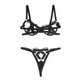 Soutien-gorge et string harnais nœuds noir (5) Soutien-gorge et string harnais nœuds noir