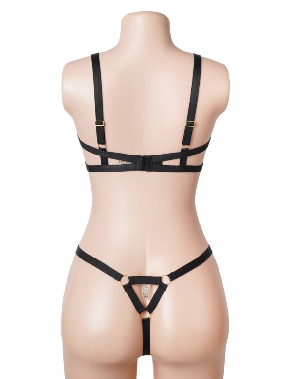 Soutien-gorge et string harnais nœuds noir (6) Soutien-gorge et string harnais nœuds noir