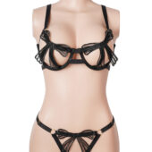 Soutien-gorge et string harnais nœuds noir (7) Soutien-gorge et string harnais nœuds noir